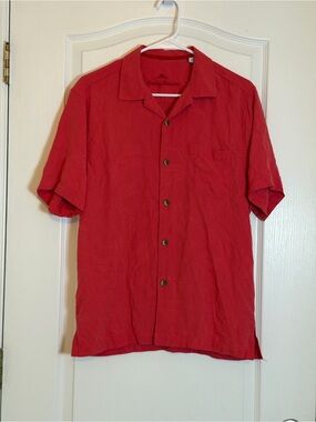 Tommy Bahama 100% Silk Camp Shirt Size S Pink